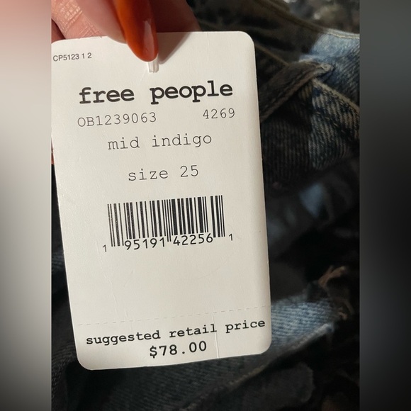 Free People East of Eden Medium Wash Denim Belted Mini Skirt - Picture 7 of 7